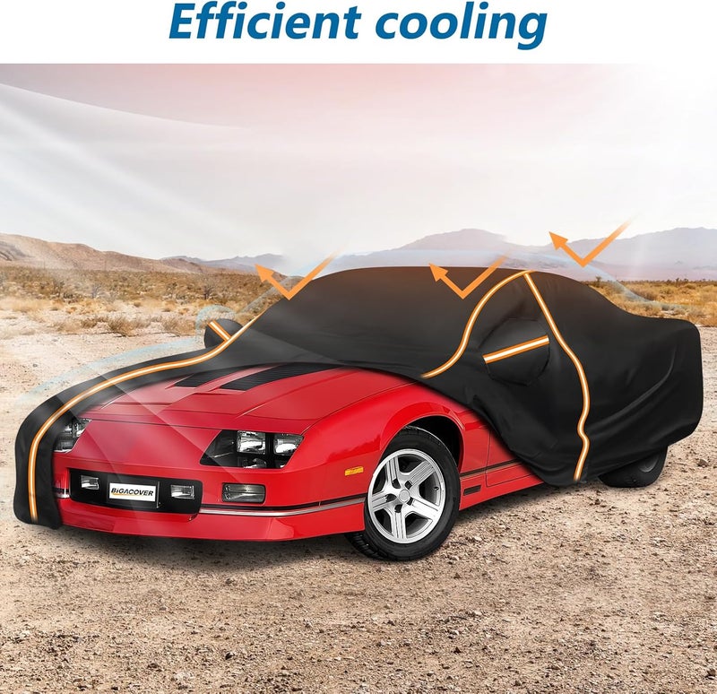BIGACOVER Car Cover for Chevy Camaro 1982-2002, Waterproof 210D Oxford Cloth and Cotton Cover Outdoor Full Car Covers with Zipper Windproof Heavy Duty All Weather with Wind, Sun, UV and Dust Protectio - Image 4